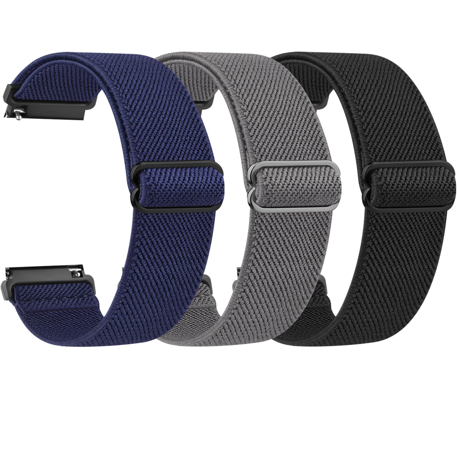 22mm Elastic Straps for Garmin Venu 2/Venu 3, Forerunner 255/265 Music, Vivoactive 4 45mm, Amazfit Bip 6/Bip 5/Balance/Huawei Watch GT 5 Pro 46mm/GT 4 46mm/Xiaomi Redmi Watch 5 Active/5 Lite 3-PACK 01