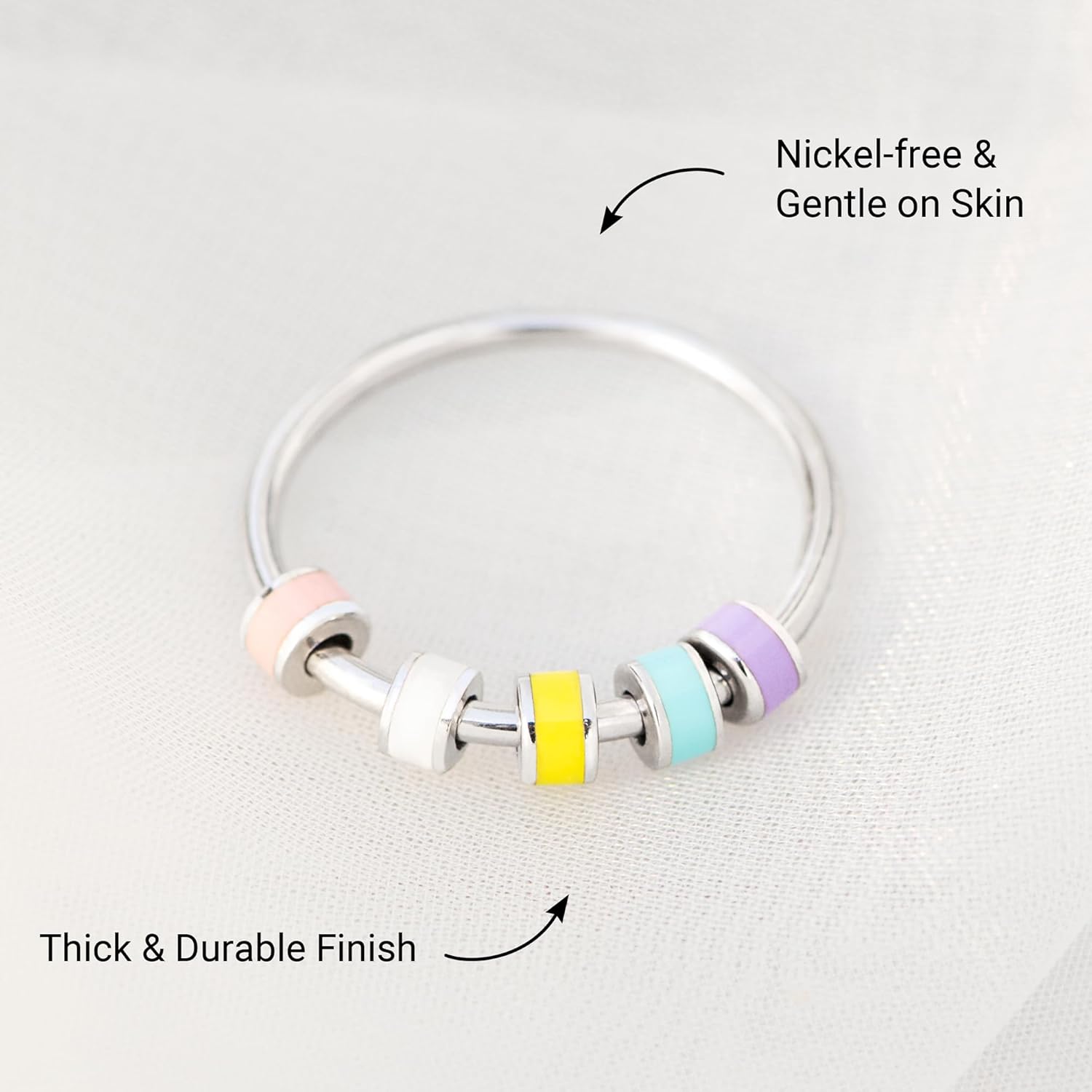 STORYJEWELLERY Fidget Ring, Anxiety Rings for Women, Spinner Ring, Silent Spinning Stress Rings, Fidget Jewelry, Womens Gifts - Image 3