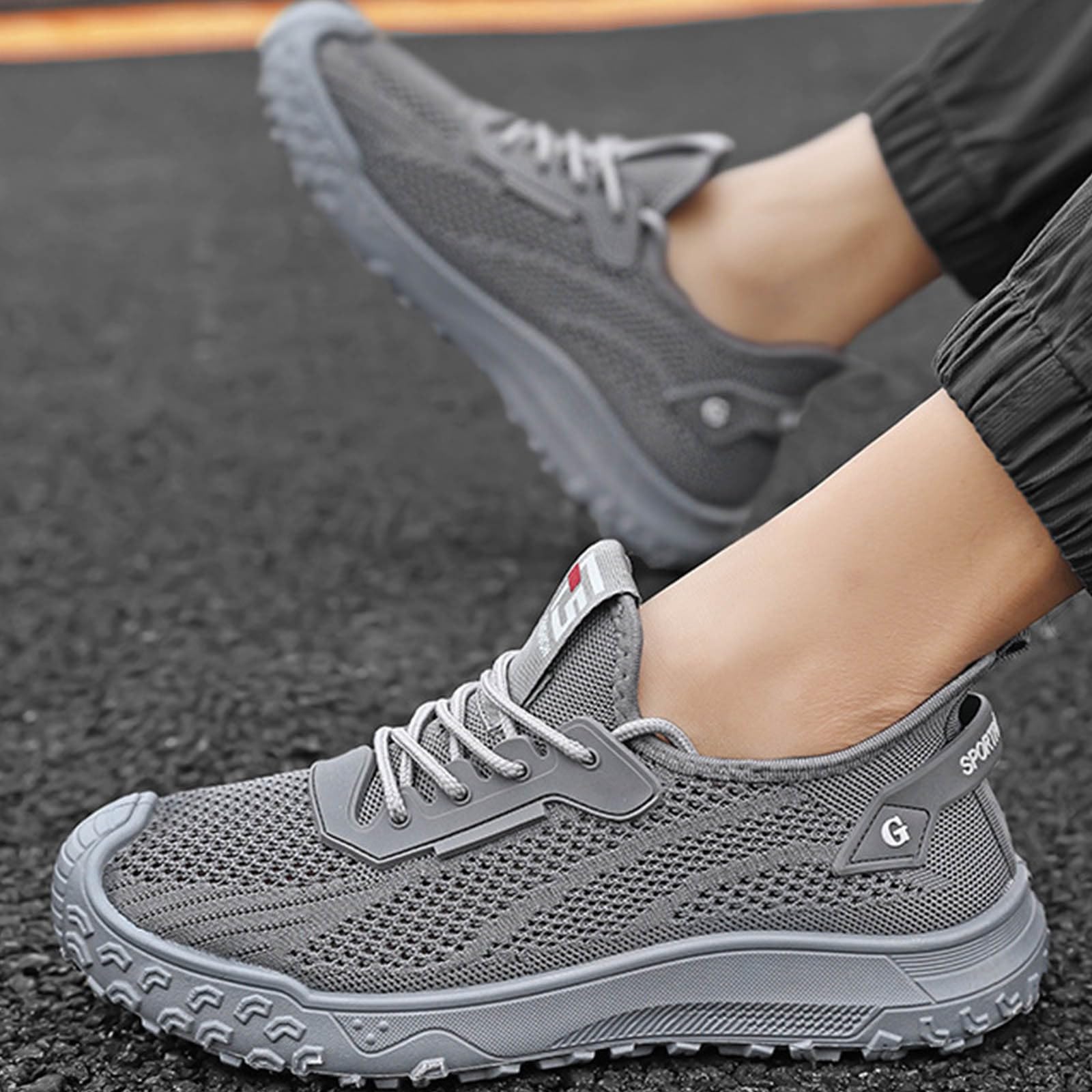 Zapatos casuales para hombre de malla transpirable, zapatos casuales para suela ligera y suave, cómodos tenis para caminar