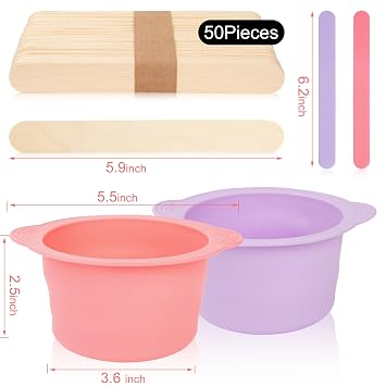 2 Pack Silicone Wax Warmer Liner Non-Stick Reusable Wax Pot Liner for 14oz/16oz Waxing Kit with Spatulas