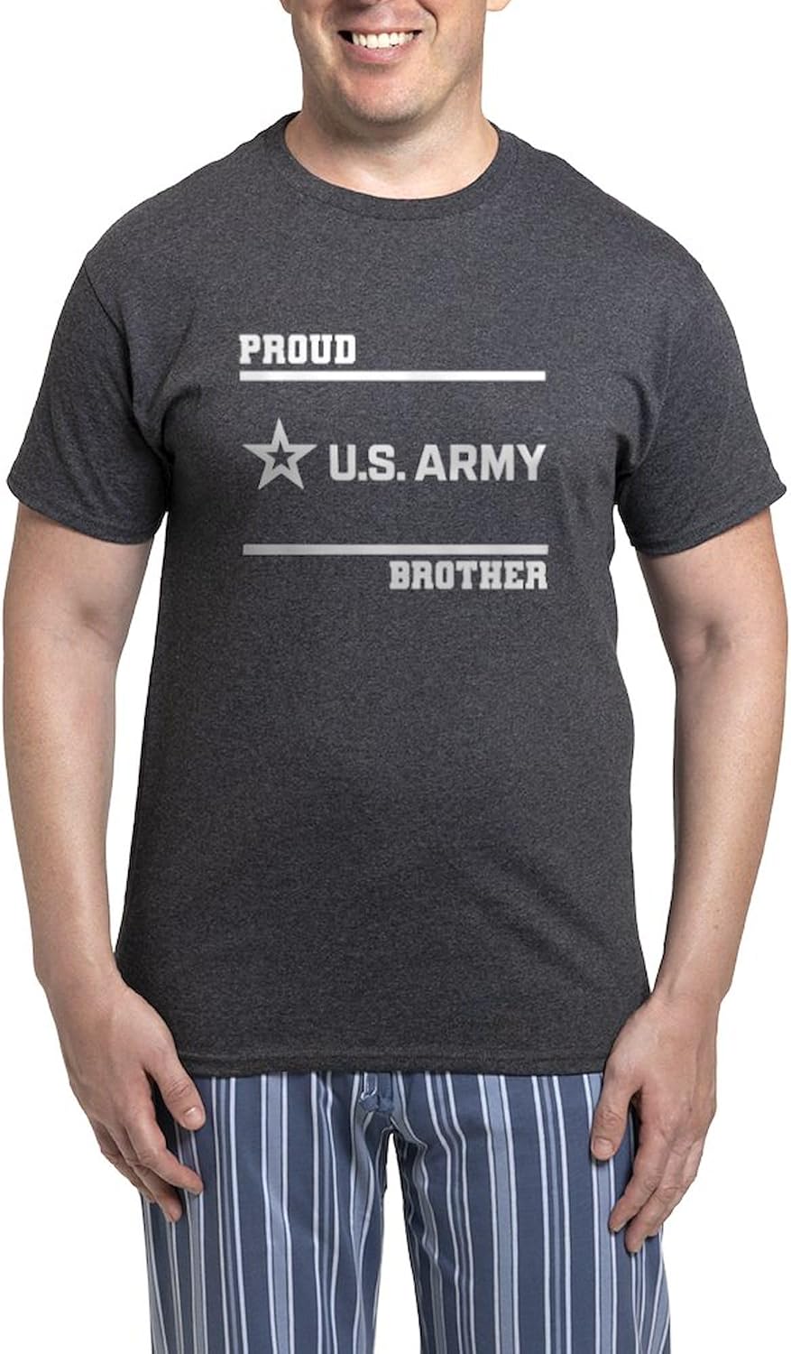 CafePress Proud Army Brother White Men's Charcoal Novelty Pajamas