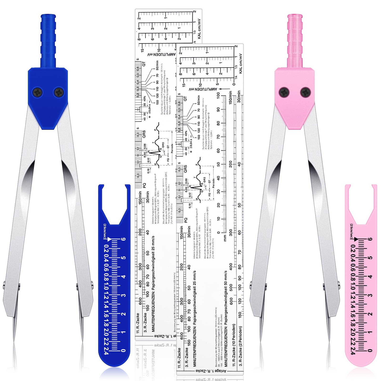 EKG Caliper Ruler Set - 2 Pack Medical Measuring Tools -8