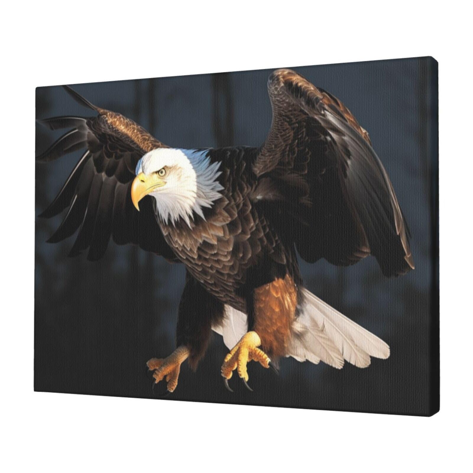 KLOPH Bald Eagle Canvas Wall Art for Living Room 12"x16" Modern Artwork Painting for Bathroom Hanging Canvas Prints Aesthetic Wallart for Bedroom Kitchen Office Wall Decor