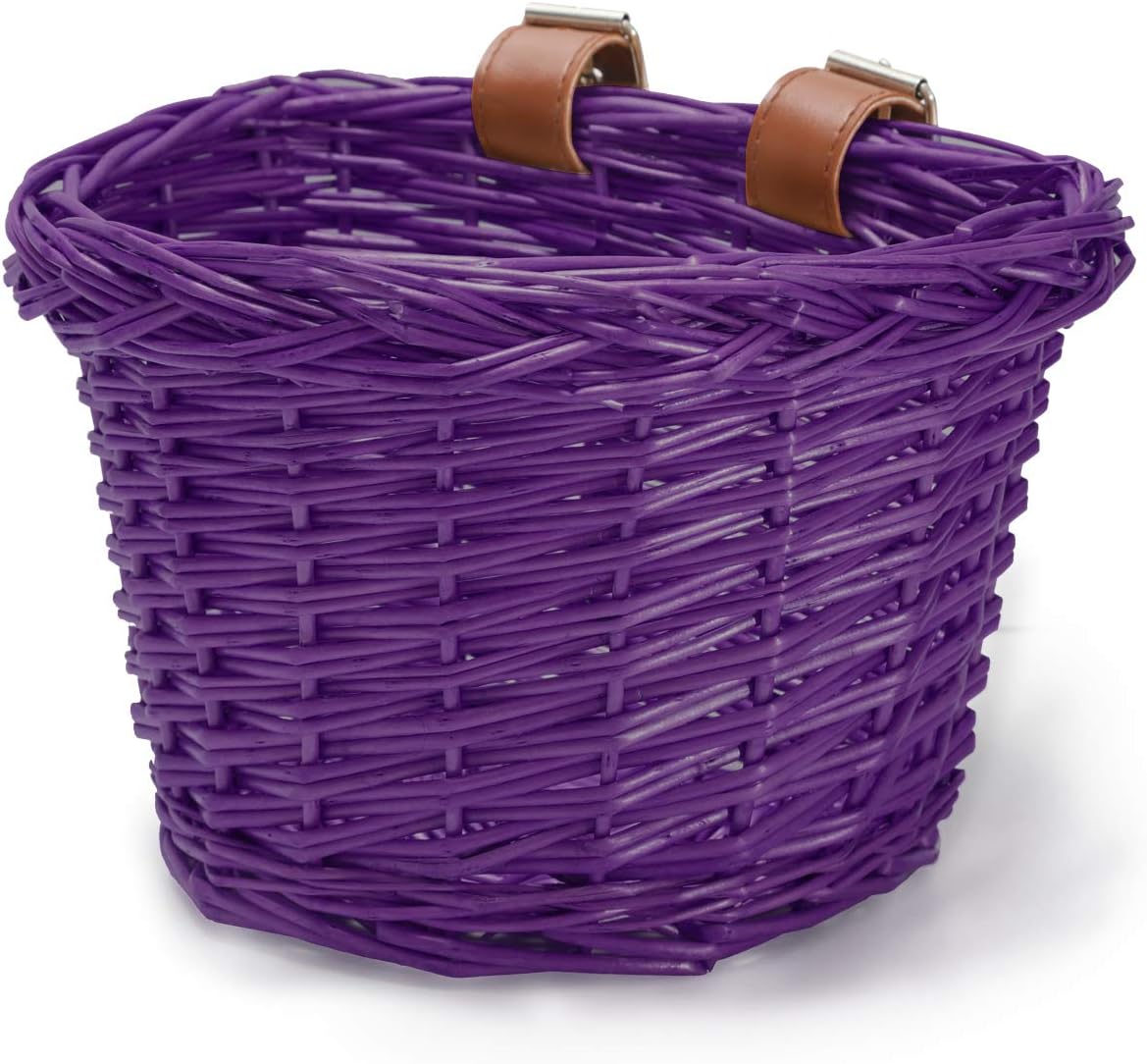 cycmoto Kids Wicker Bike Basket for 12-24 Inch Kids Bike, Balance Bike, Scooter, Kids Bike Accessories (Pink, Purple, Brown)
