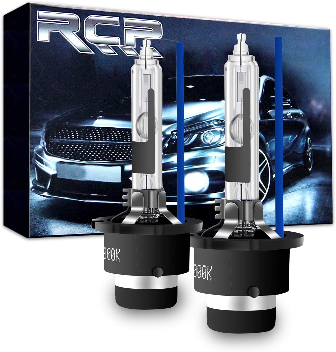 RCP - D4R8 - (A Pair) D4R 8000K Xenon HID Replacement Bulb Ice Blue Metal Stents Base 12V Car Headlight Lamps Head Lights 35W