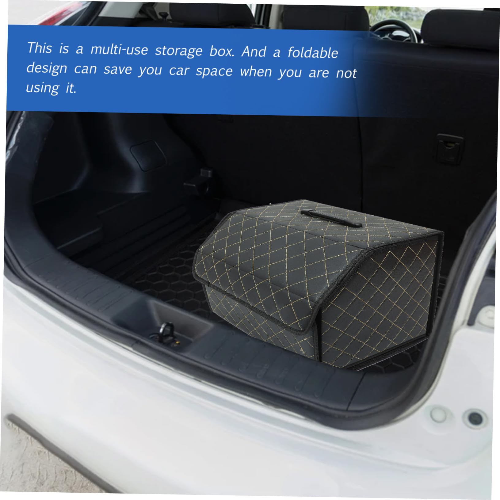 BESTYASH Organizer Scatola Cuoio Auto in Pieghevole Bagagliaio Nero | Vano Posteriore Dell’auto, Facile da Pulire e Riutilizzabile, Finitura Elegante e Raffinata