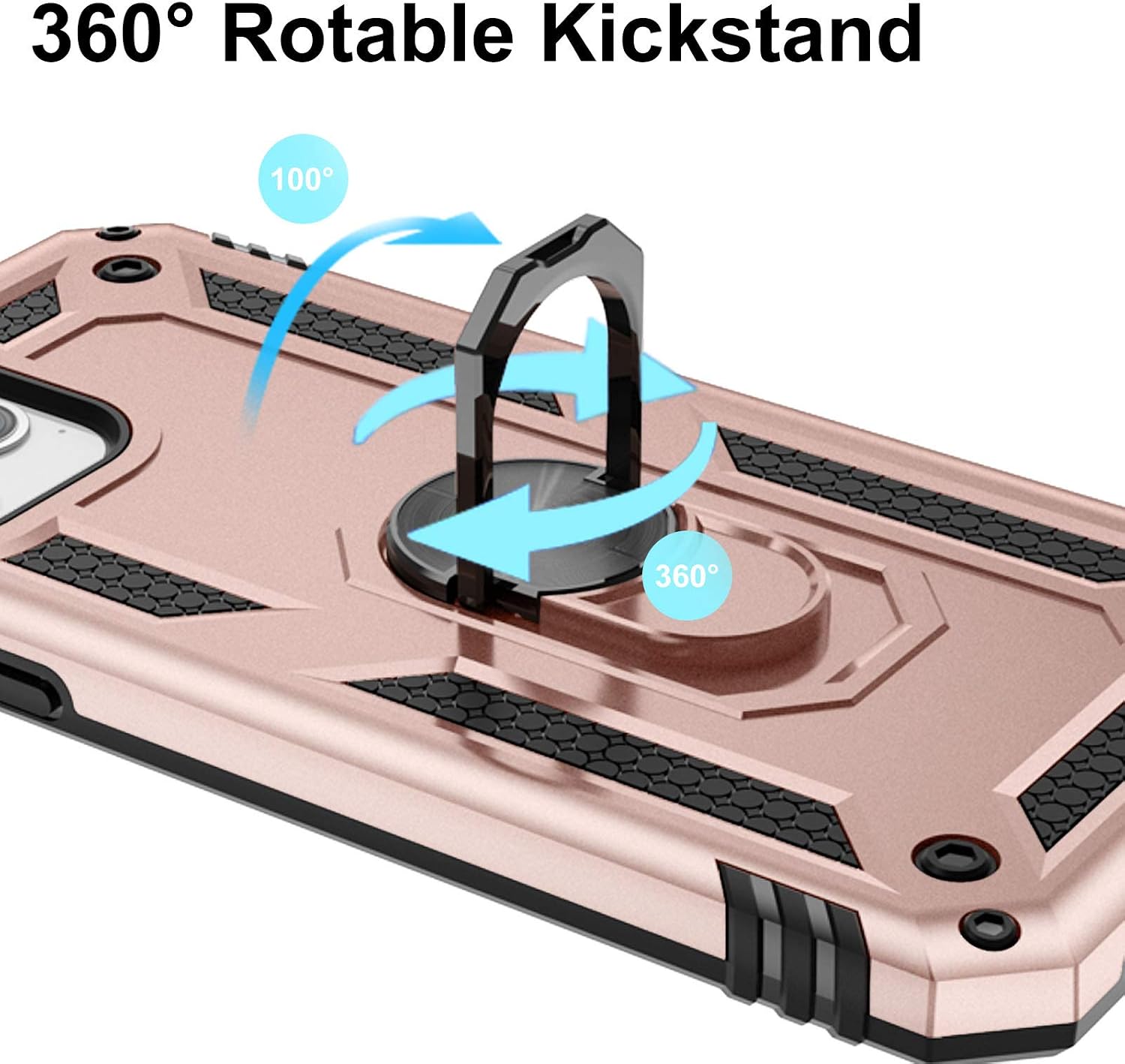 LEOMARON Compatible with iPhone 12 Pro Max Case 6.7 Inch 2020, Military Grade Double Layer Protection Case with Magnetic Car Mount Ring Kickstand for iPhone 12 Pro Max, Rose Pink