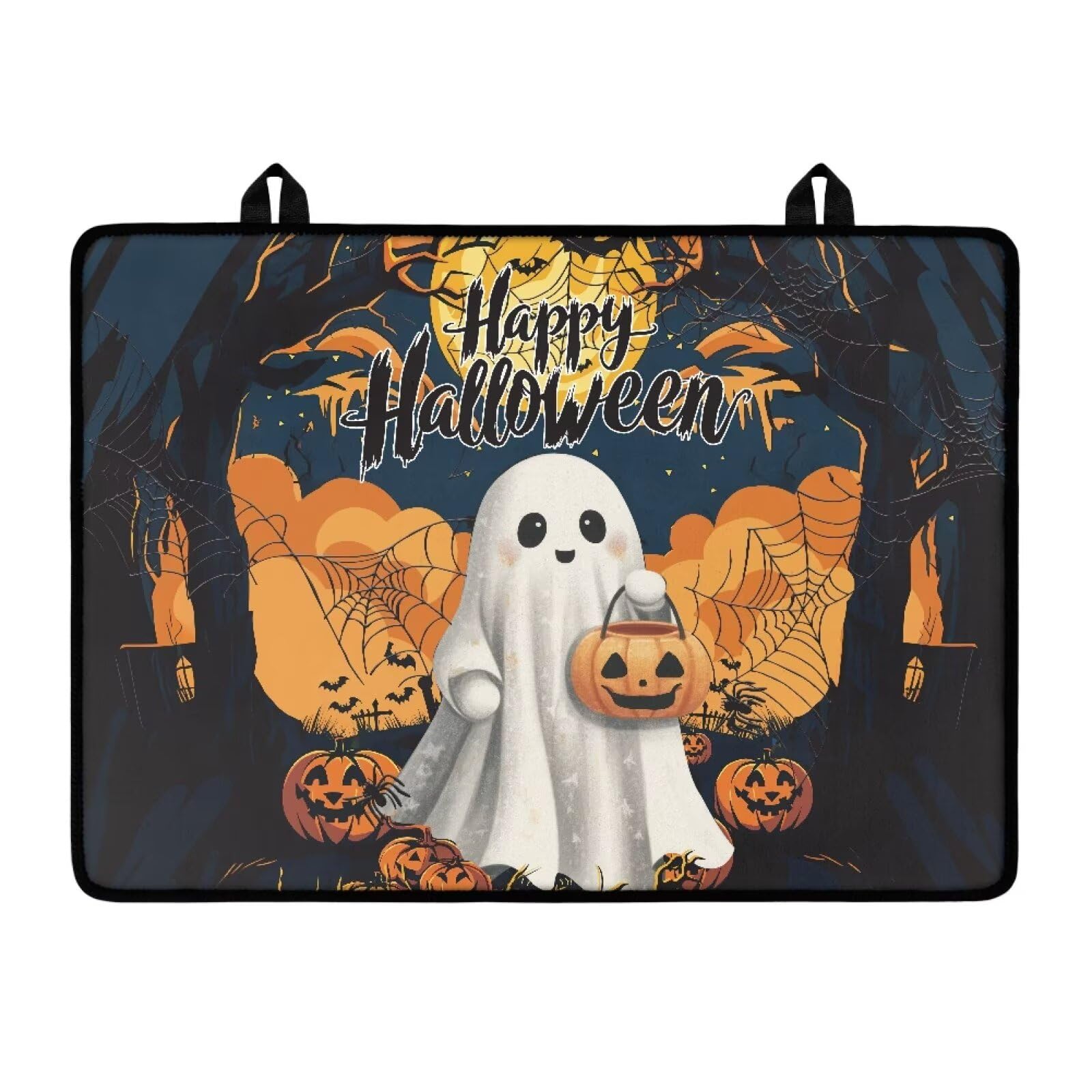 Happy Halloween Stove Top Dust Cover, Anti Scalding Flat Range Stove Top Protector, Elastic Dish Drying Mats for Kitchen, Induction Cooktop Cover with Two Hook 30 x 21 Inch