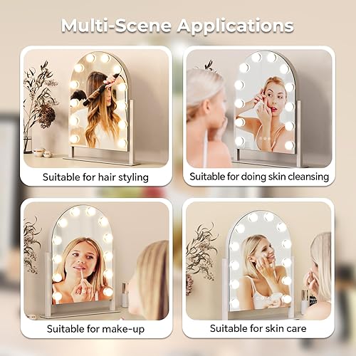 Miniatura 4 de ZL ZELing Espejo de tocador con luces, espejo de maquillaje con luces, 12 bombillas regulables, espejo de maquillaje iluminado Hollywood,