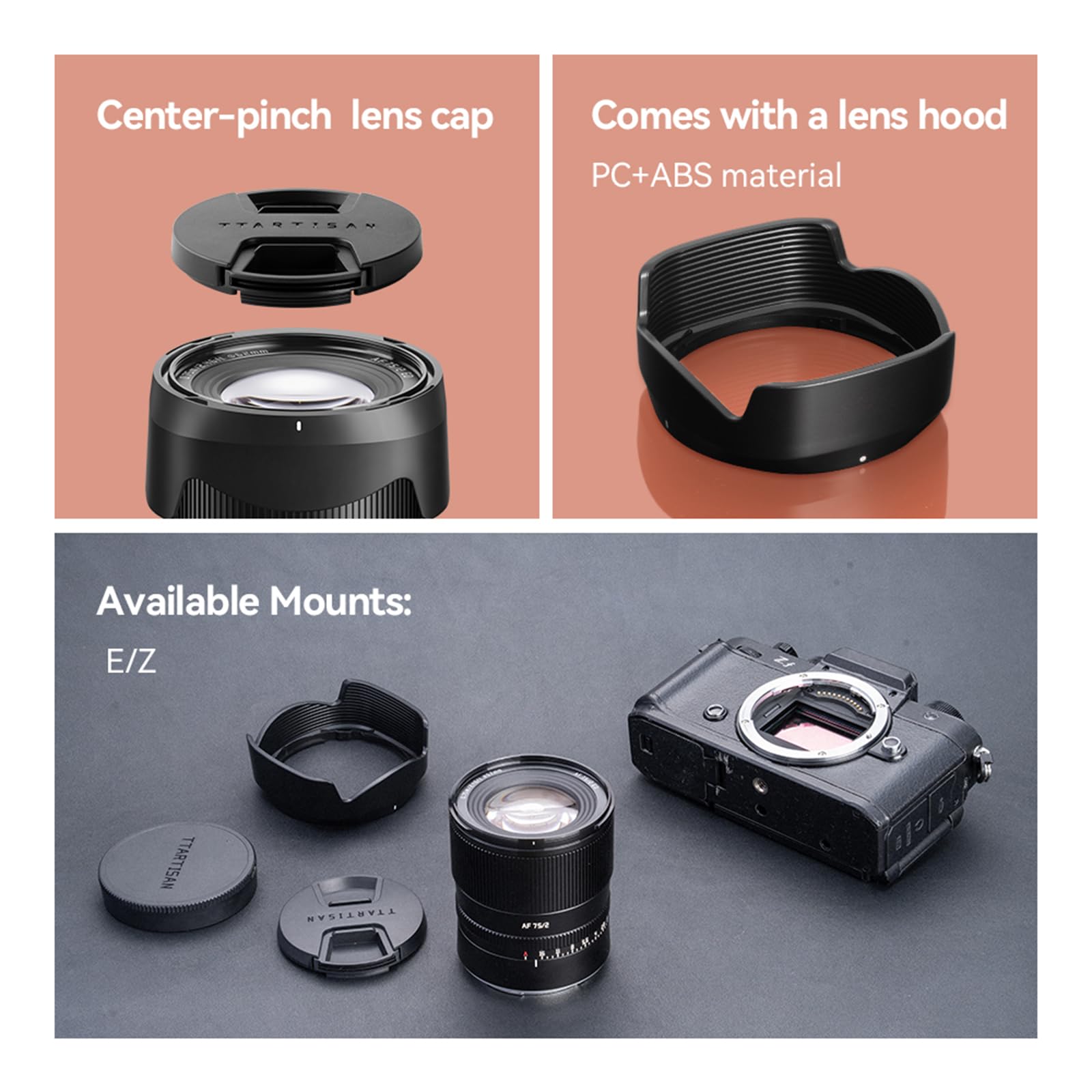 TTARTISAN 75mm F2 per X-Mount, AF 75mm f/2 per obiettivo XF, autofocus a schermo intero, obiettivi ritratti (X, nero)
