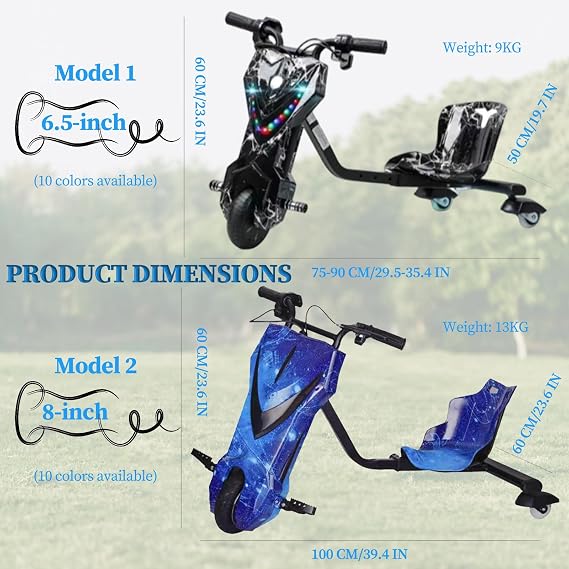 360 Rotatable Drift Trike, Adjustable Design Bucket Seat Drift Trike Enlarged Front Wheels Anti-Slip Pedals Stable Trike, for Outdoor Garden Playground 8in-A