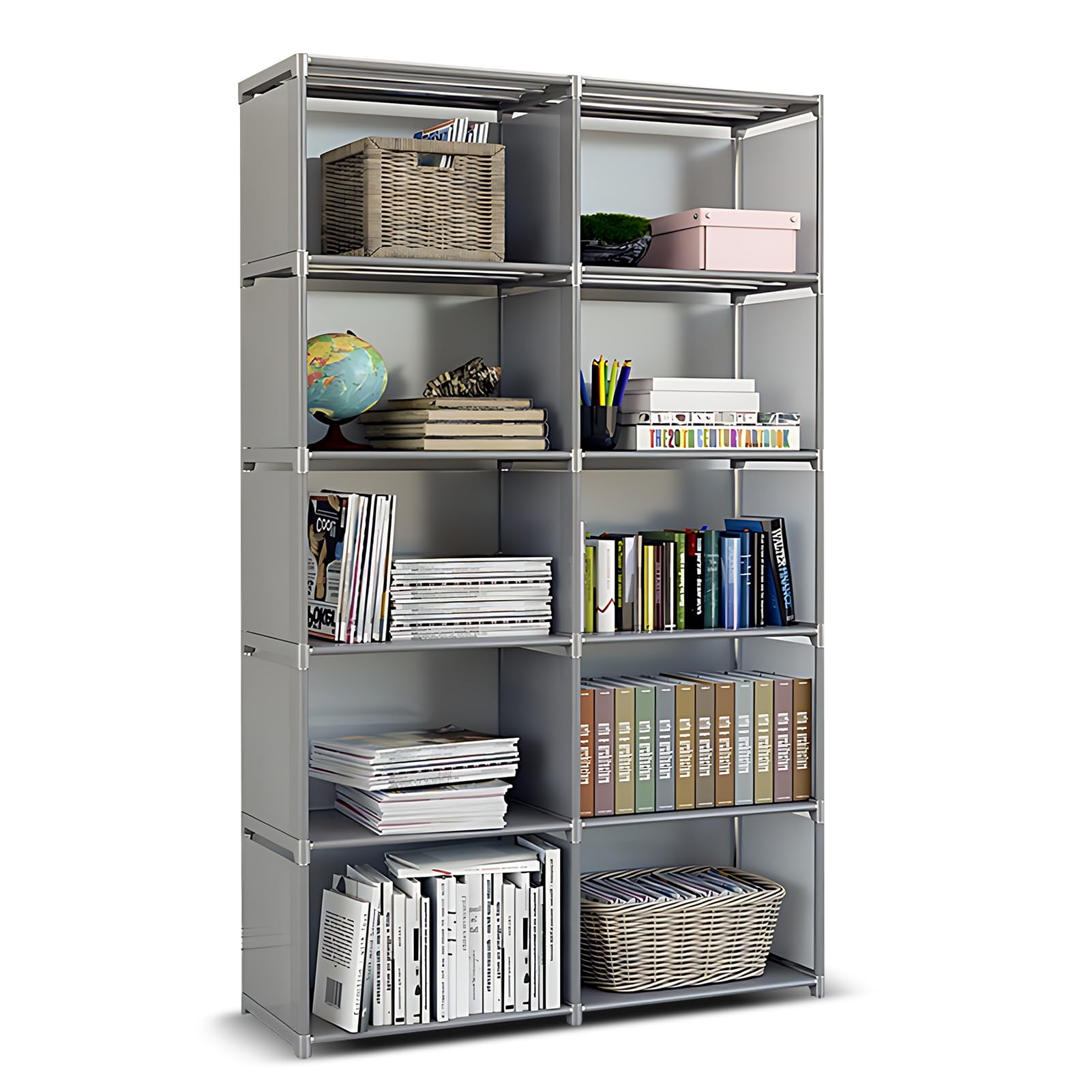 Würfel Aufbewahrungsorganisator, 10 Würfel Bücherregal DIY Kunststoff Schrank Kleidungsaufbewahrungsregale Heimorganisation mit 12mm Robustem Stahlrohr für Schrank