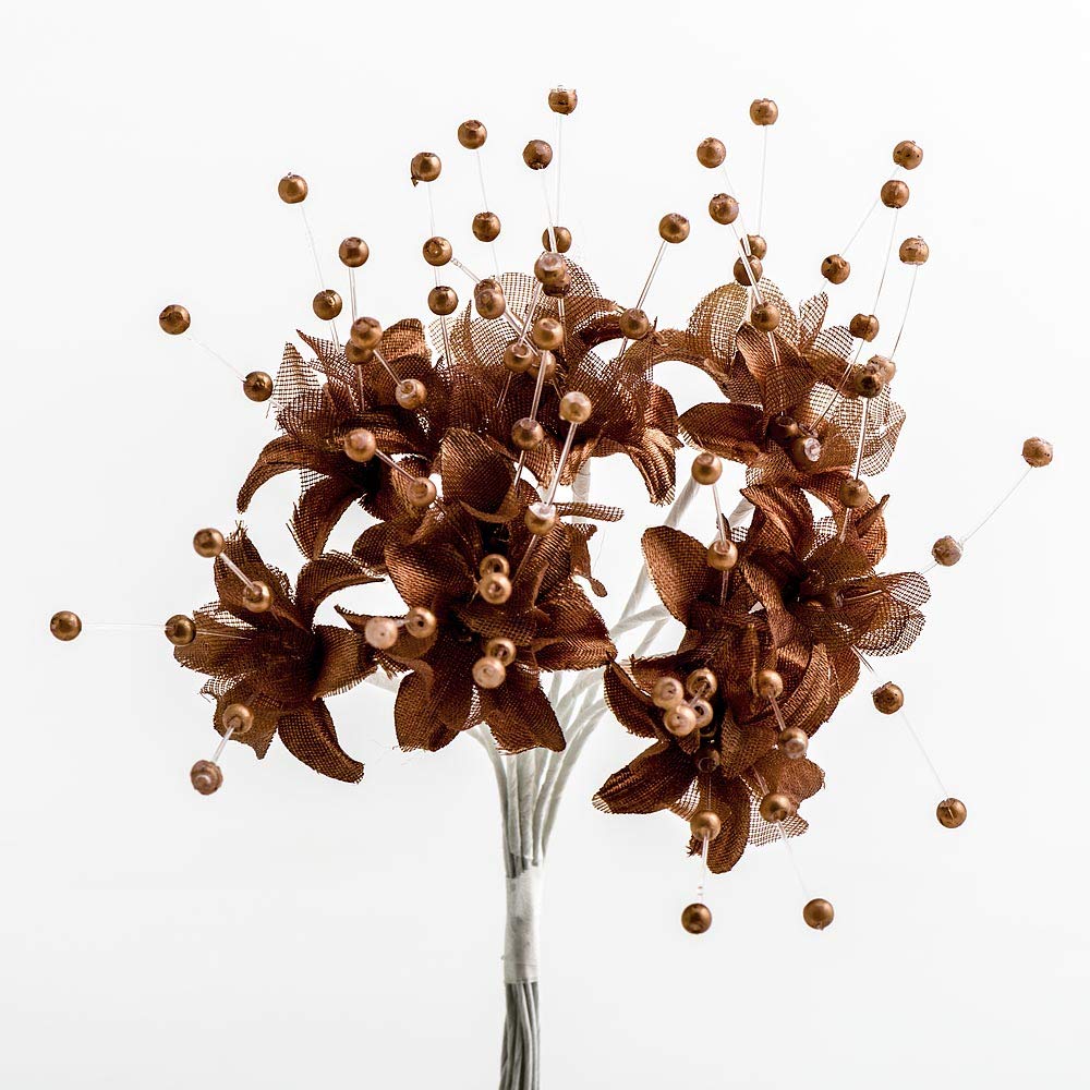 Italian Options Babies Breath 2.5cm Small Artificial Pearl Flowers Chocolate Brown (72 Pack)