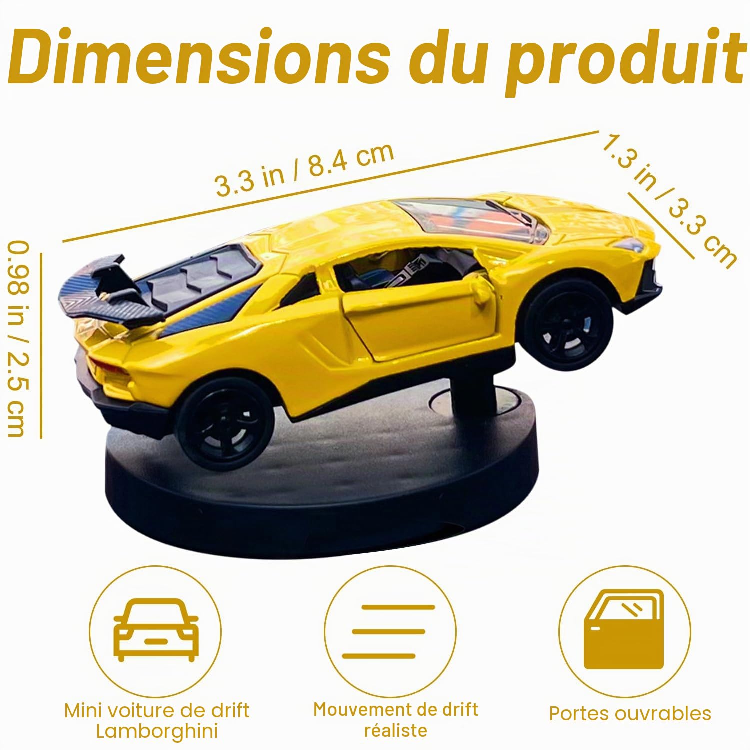 Huipalon Lamborghini Drift Accessoires de tableau de bord de voiture en alliage Modèle de voiture Drift Spin Ornement en métal Lamborghini Modèle de tableau de bord Décoration Style Voitures Tableau