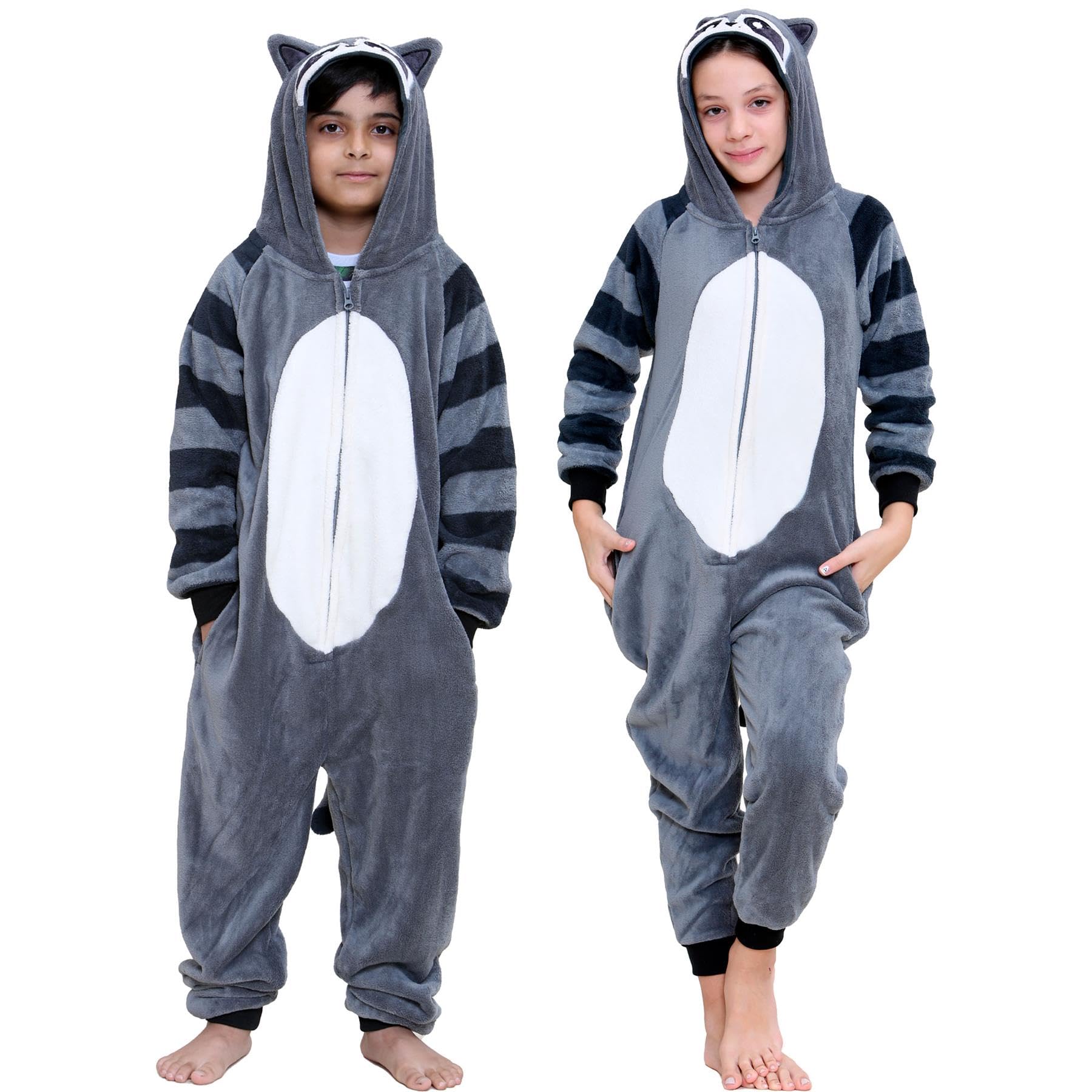 A2z 4 Kids Unisex Kids Raccoon Girls Boys Costume Soft Fleece Playsuit Kids - E.soft._3-4