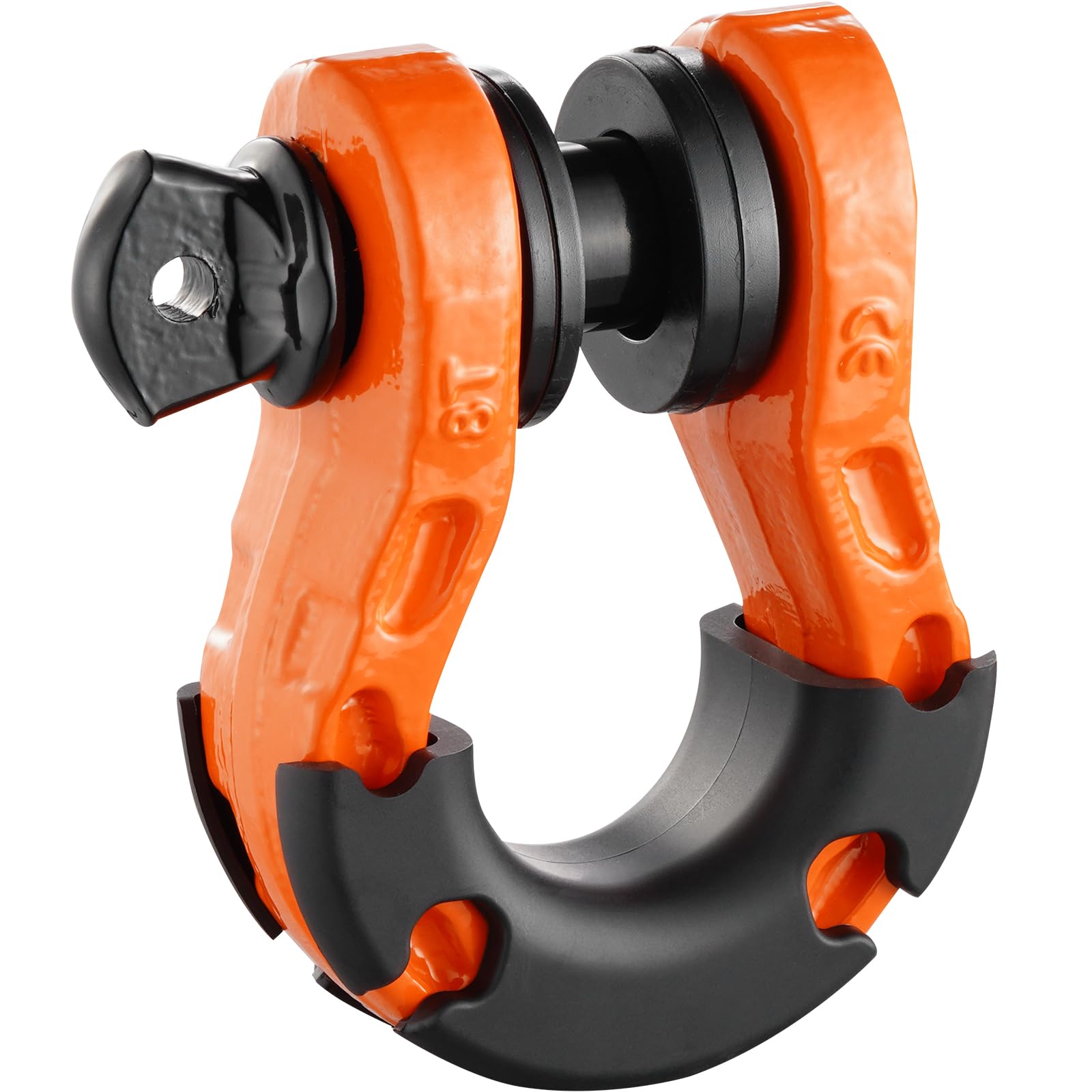 VEVOR Manille à anneau D 19 mm, lot de 2 manilles de remorquage acier allié, résistance à rupture 30 t avec goupille à vis 22 mm, isolateurs et rondelles, récupération pour VTT, camions, jeep, orange
