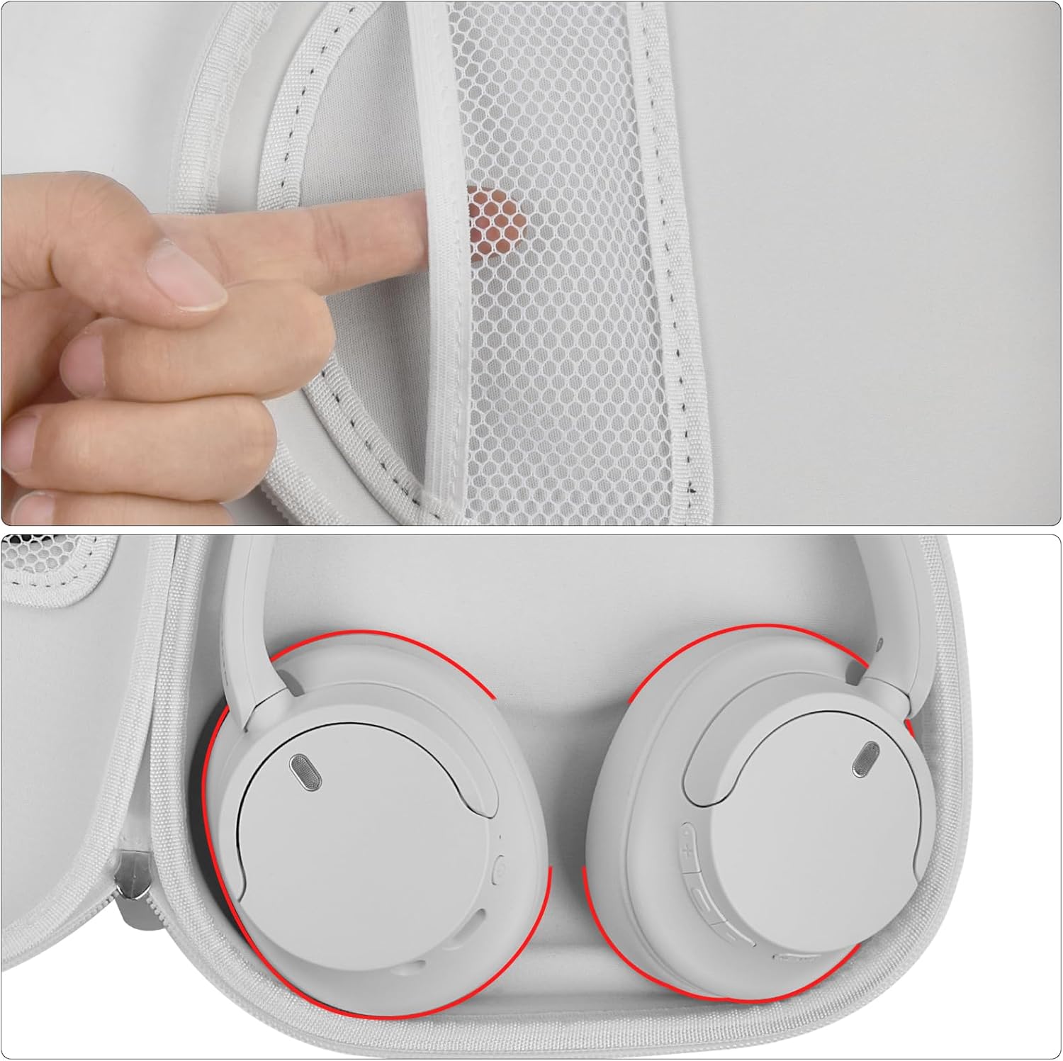 Headphone Case for Sony WH-CH720N WH-CH520 WH-1000XM4 for Soundcore Q20i Q20 Q30 for JBL Tune 720BT 510BT Noise Canceling Headphones, Wireless Headset Travel Bag (Box Only)(White) - Image 3