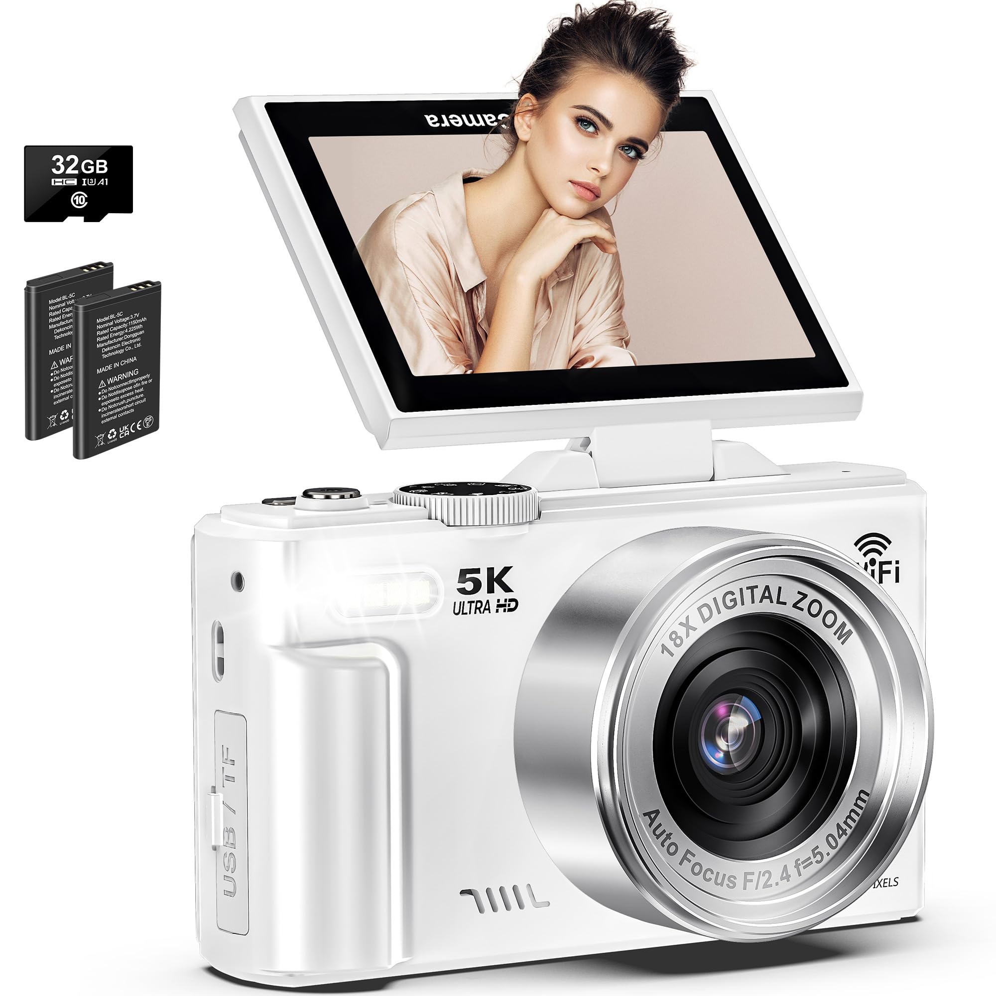 Amazon.com : 5K Digital Camera for Photography, 75MP WiFi Vlogging
