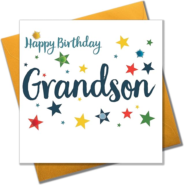 Pom Pom POM034 "Happy Birthday, Grandson" Greeting Card