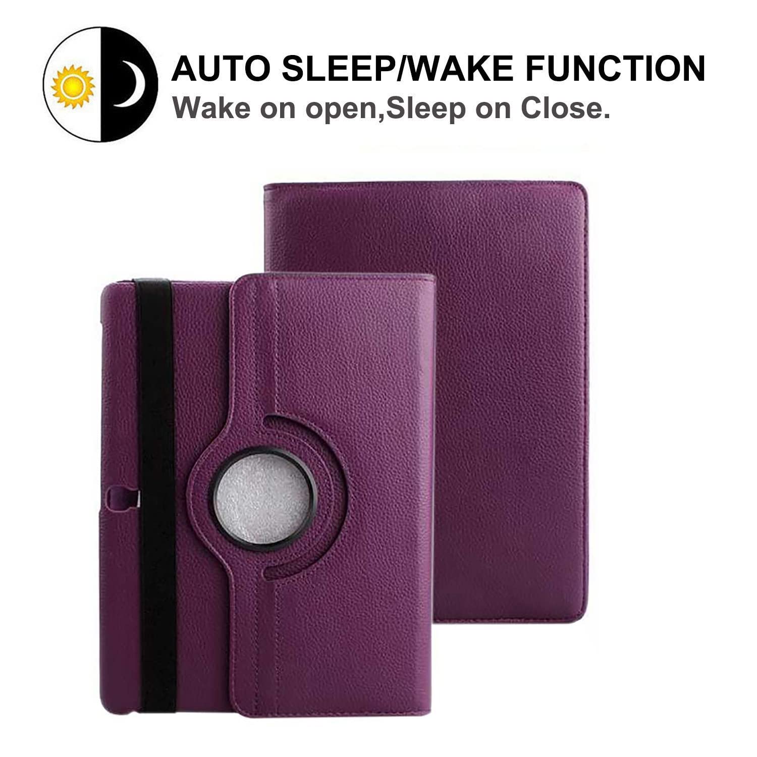 Étui Housse Coque pour Samsung Galaxy Tab S 10.5 Pouces 2014 (SM-T800 SM-T805) - 360 degrés Rotation Full Protection Kickstand Case Cover,avec Un Stylo,Écran Film (Purple)
