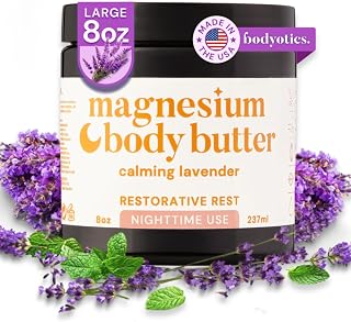 Bodyotics Magnesium Body Butter - Nighttime Magnesium Cream For Women, Pregnancy & Postpartum Comfort (Calming Lavender Scent, 8oz)