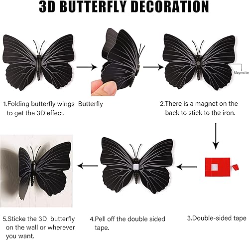 Miniatura 3 de 72 calcomanías de pared negras extraíbles en 3D con diseño de mariposas, mariposas coloridas, decoración artística, murales para niños, bebés,