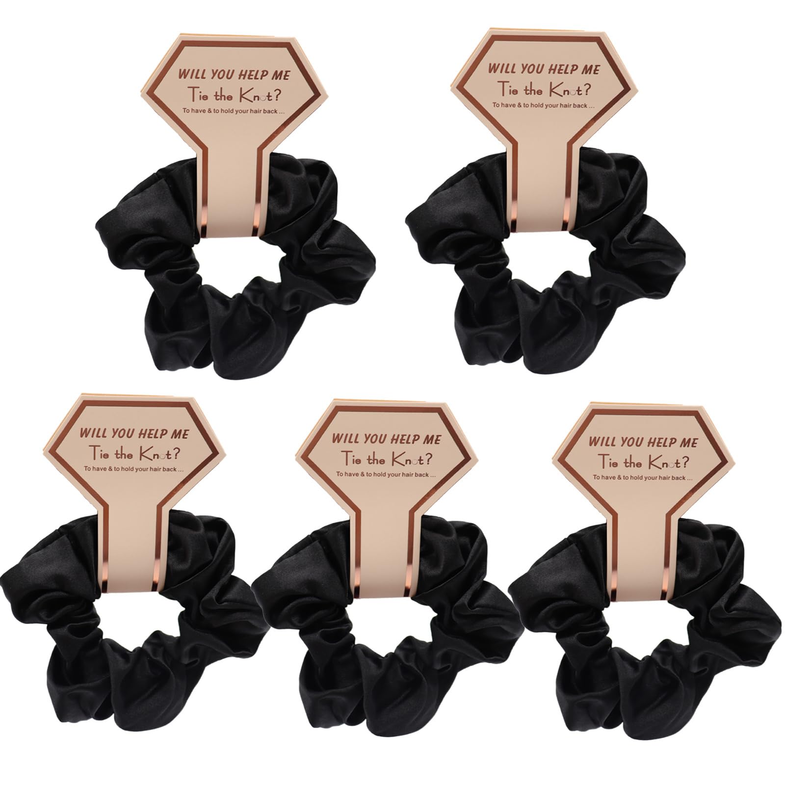 Fentency Bridesmaid HairPiece Hair Scrunchies Ponytail Holder Wedding Party Accessories Bridesmaid Scrunchies Proms Gifts 5PCS