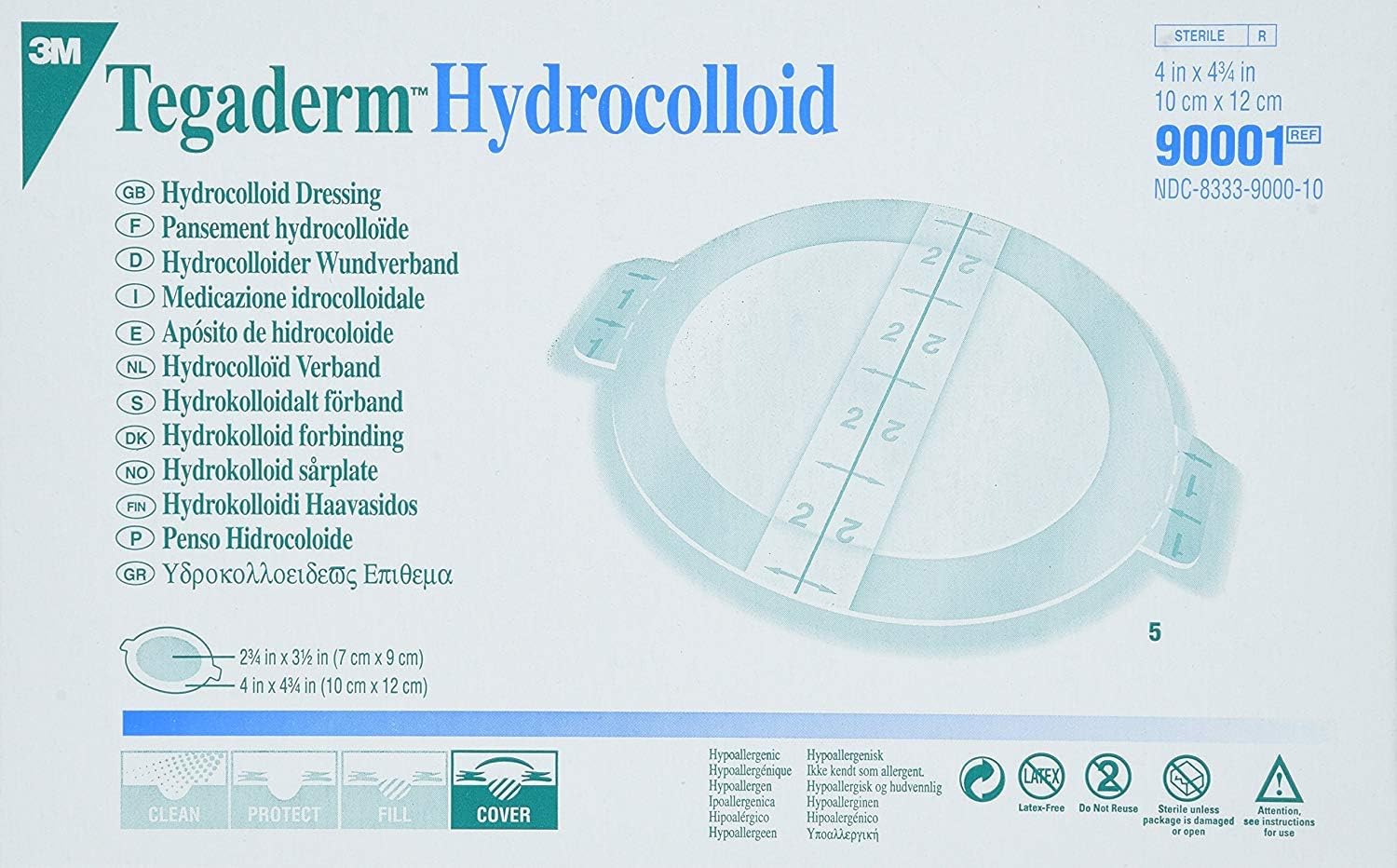 3MHealth Care 90001 Tegaderm Hydrocolloid Dressing, Oval (Pack of 100)