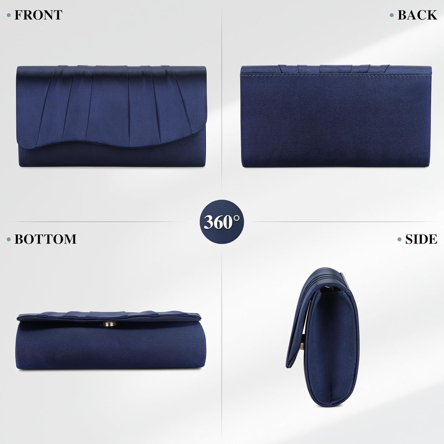 UBAYMAX Clutch Purses for Women Formal, Pleated Satin Evening Bag Purse Handbags Evening Clutch for Prom Party Wedding - Image 4