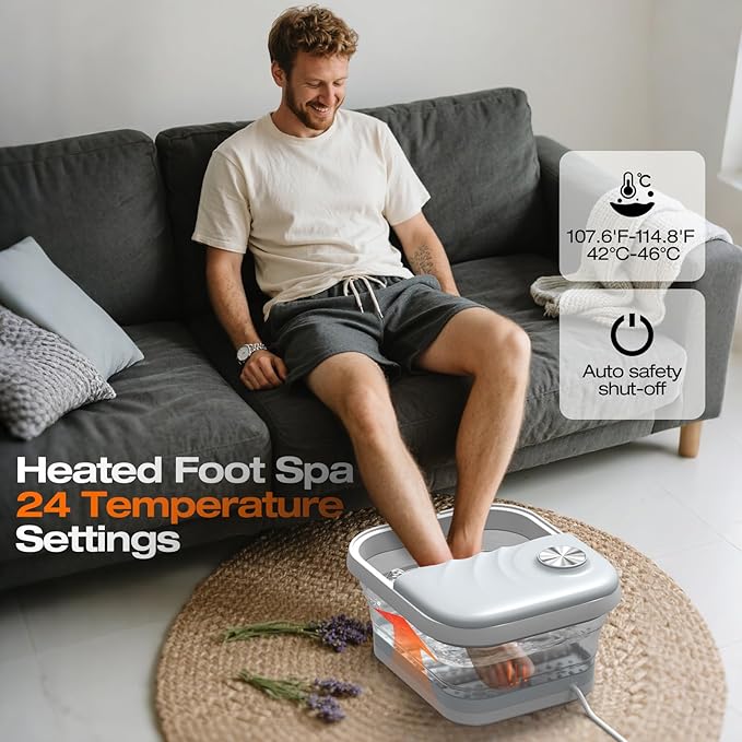 Spa de Pies Plegable con Calor, Burbujas y Rodillos Shiatsu miniatura 2