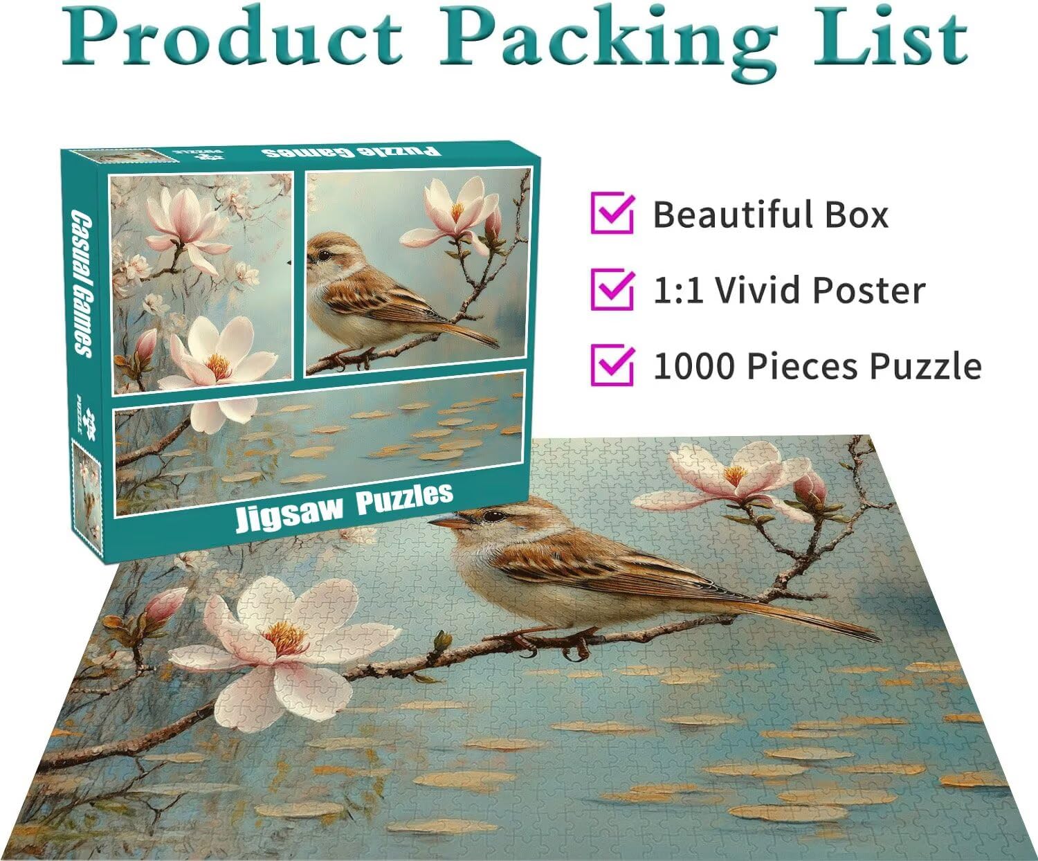 Puzzle Erwachsene 2000 Teile Vogel Blume Educa Jigsaw für Kinder ab 8 Jahren Mädchen Jungen, Erwachsene Impossible Klassische Puzzles Schwer, Anspruchsvoll Spielspaß, Als Geschenke 70x99cm t-752