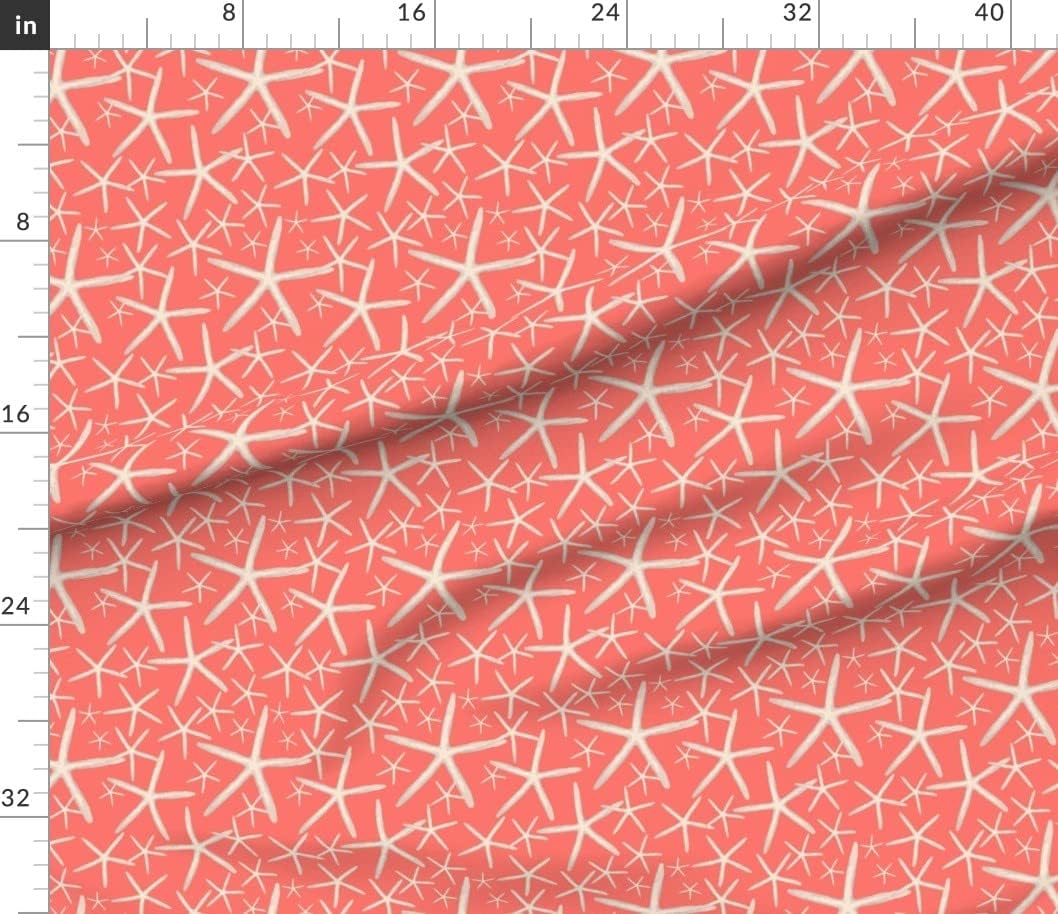 Spoonflower Fabric - Starfish Coral Beige Nautical Coastal Lake Jumbo Beach Vacation Printed on Petal Signature Cotton Fabric by the Yard - Sewing Quilting Apparel Crafts Decor