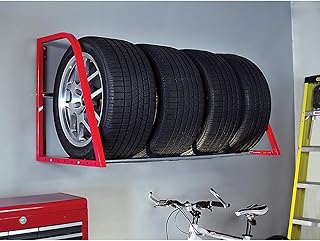 XingLi Wall Mount Multi-Tire Rack Garage Storage, Rolling Tire Storage Rack with 4 Wheels, Tire Display Rack Garage, Heavy Duty Garage Rack for Indoor/Outdoor/Workshop/Carport, Easy to Move