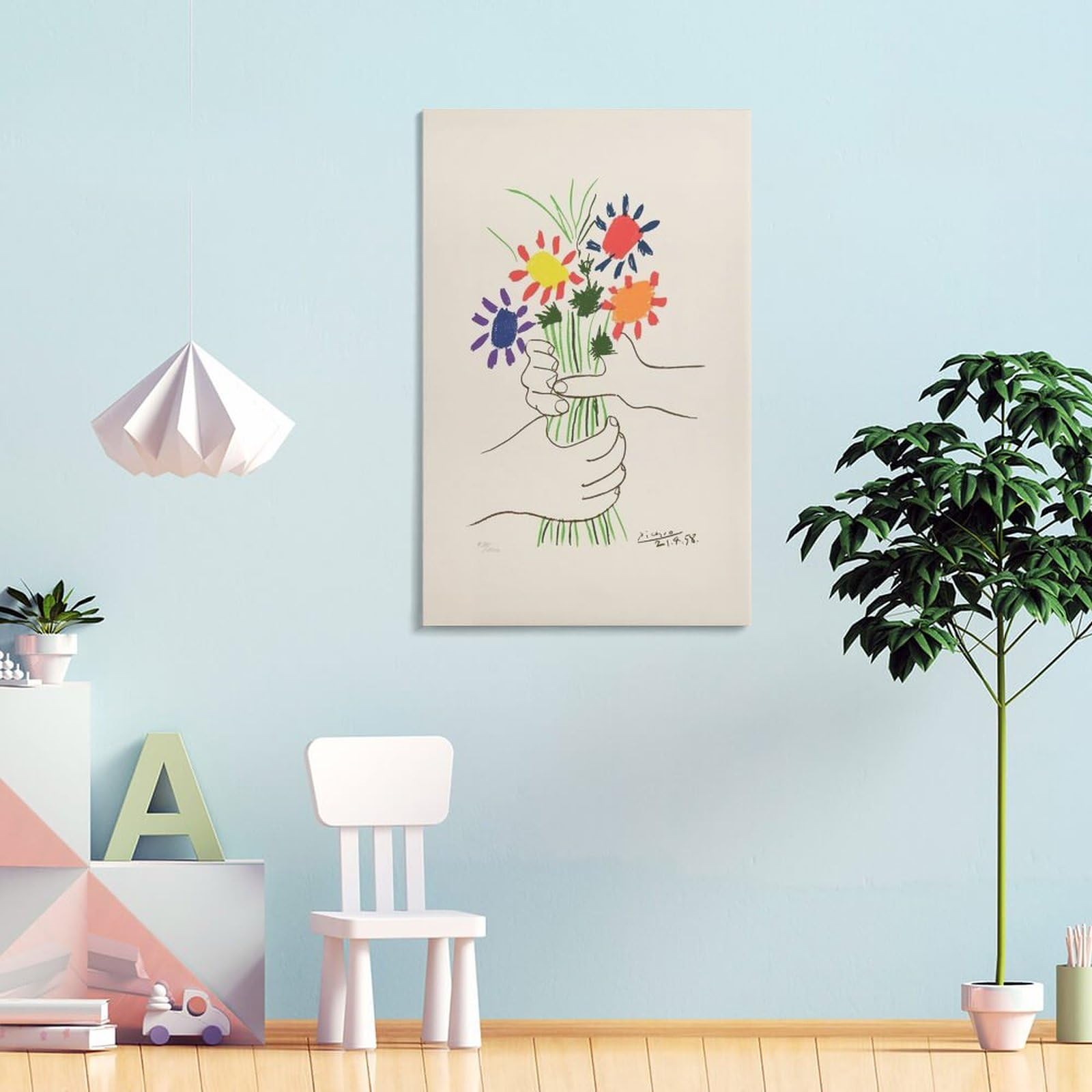 Amazon.co.jp: パブロ・ピカソ「花束を持つ手」絵画ポスター ウォール