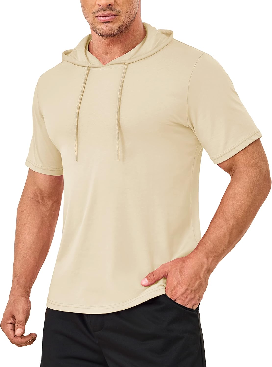 MAGCOMSEN Men's Short Sleeve Hoodie Cotton Hooded T Shirts Lightweight ...