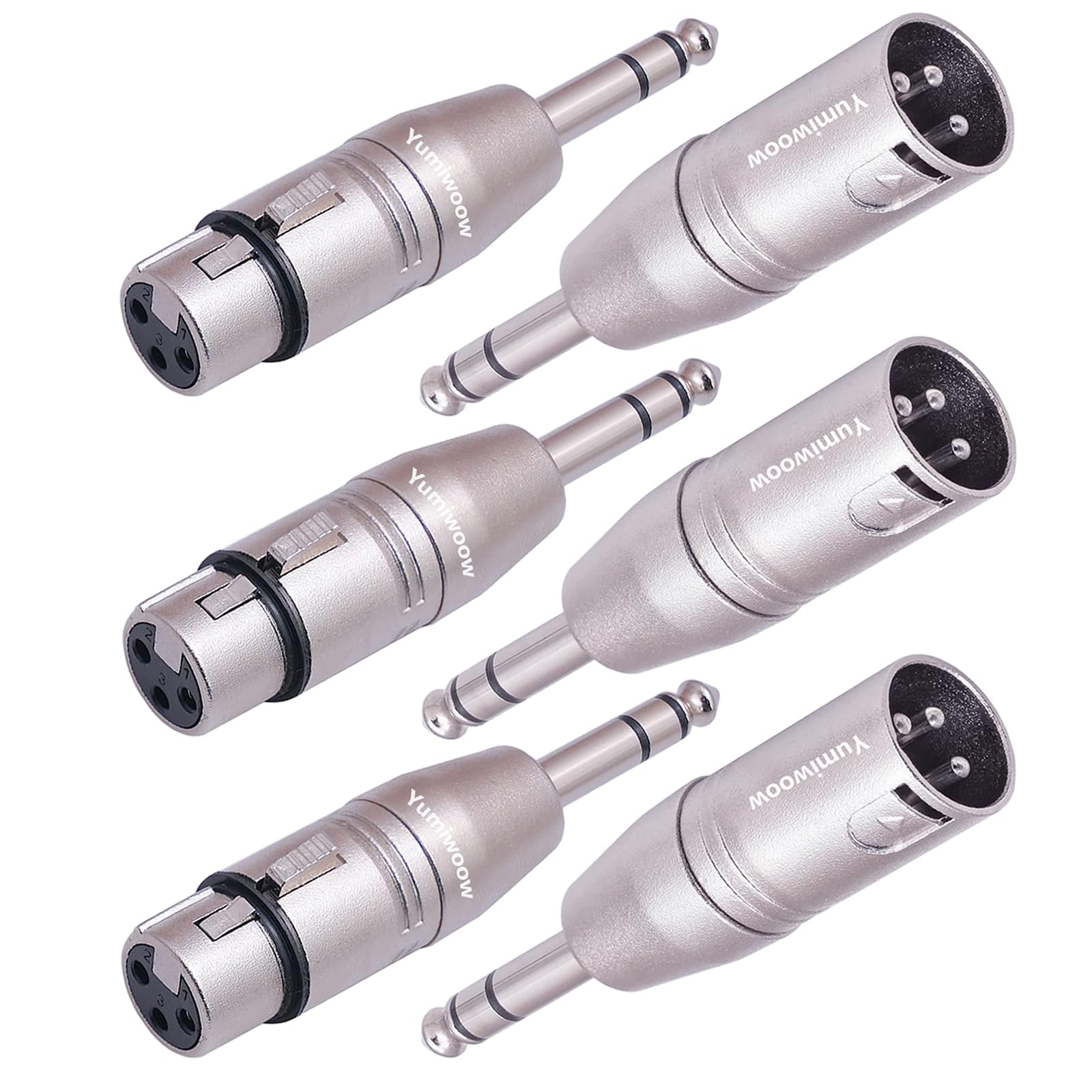 Yumiwoow 6 Pack 1/4" TRS to XLR Adapter - 3 Pcs 6.35mm 1/4" Male to XLR Male and Female Adapters
