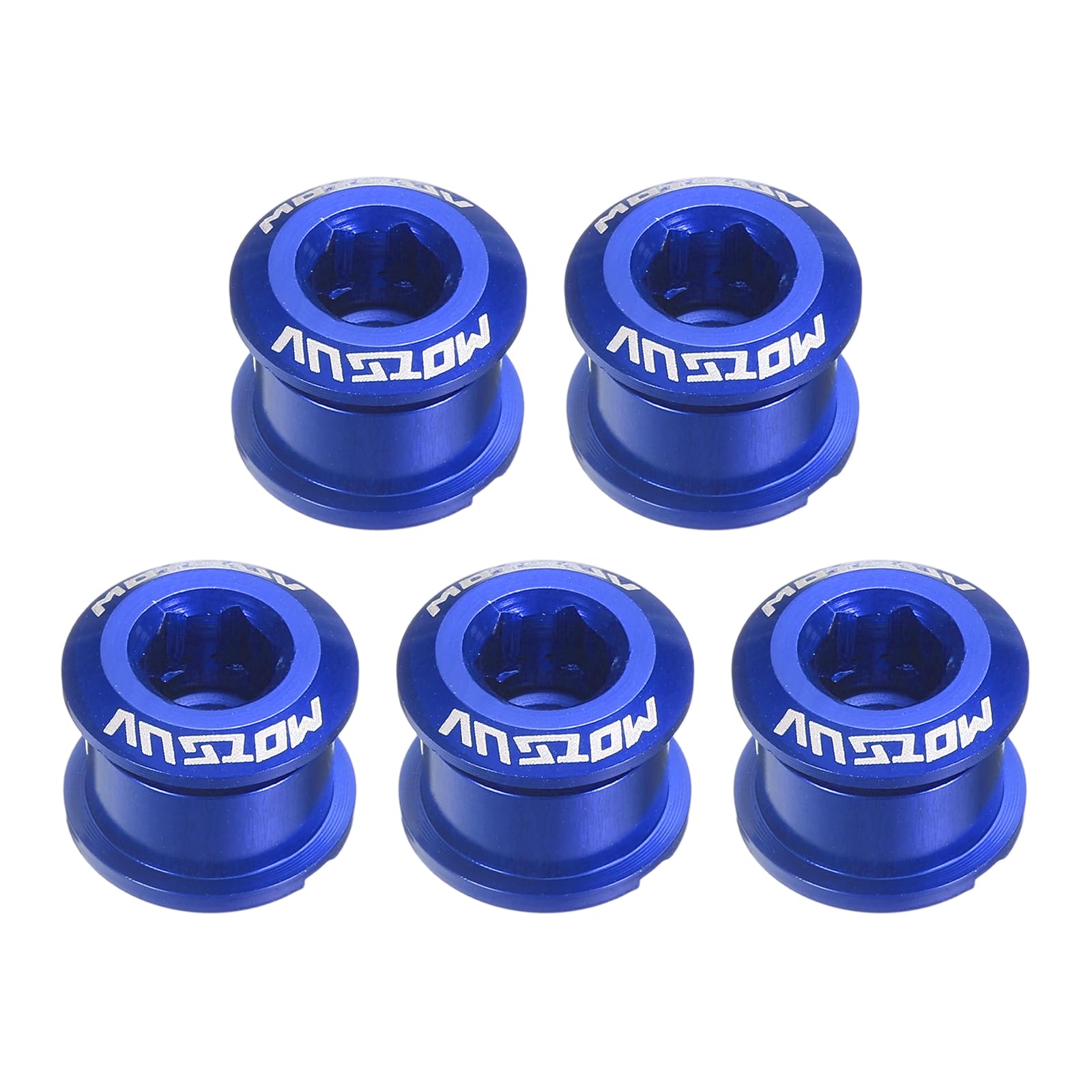 sourcing map 5pcs Single Chain Ring Bolts M8 Aluminum Alloy Bicycle Crankset Nuts Chainwheel Screw for Road Bike Mountain Bike, Blue