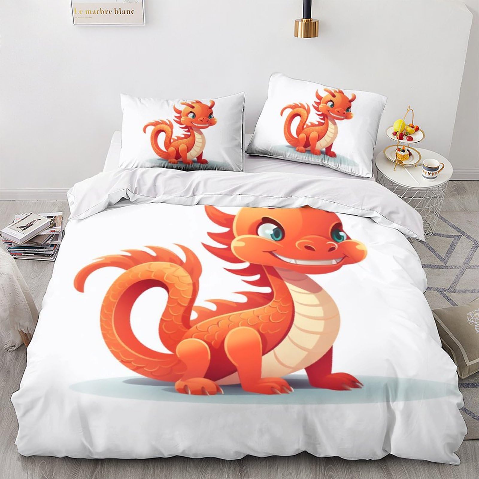 Housse de couette dragon grand lit parure microfibres chambre ado
