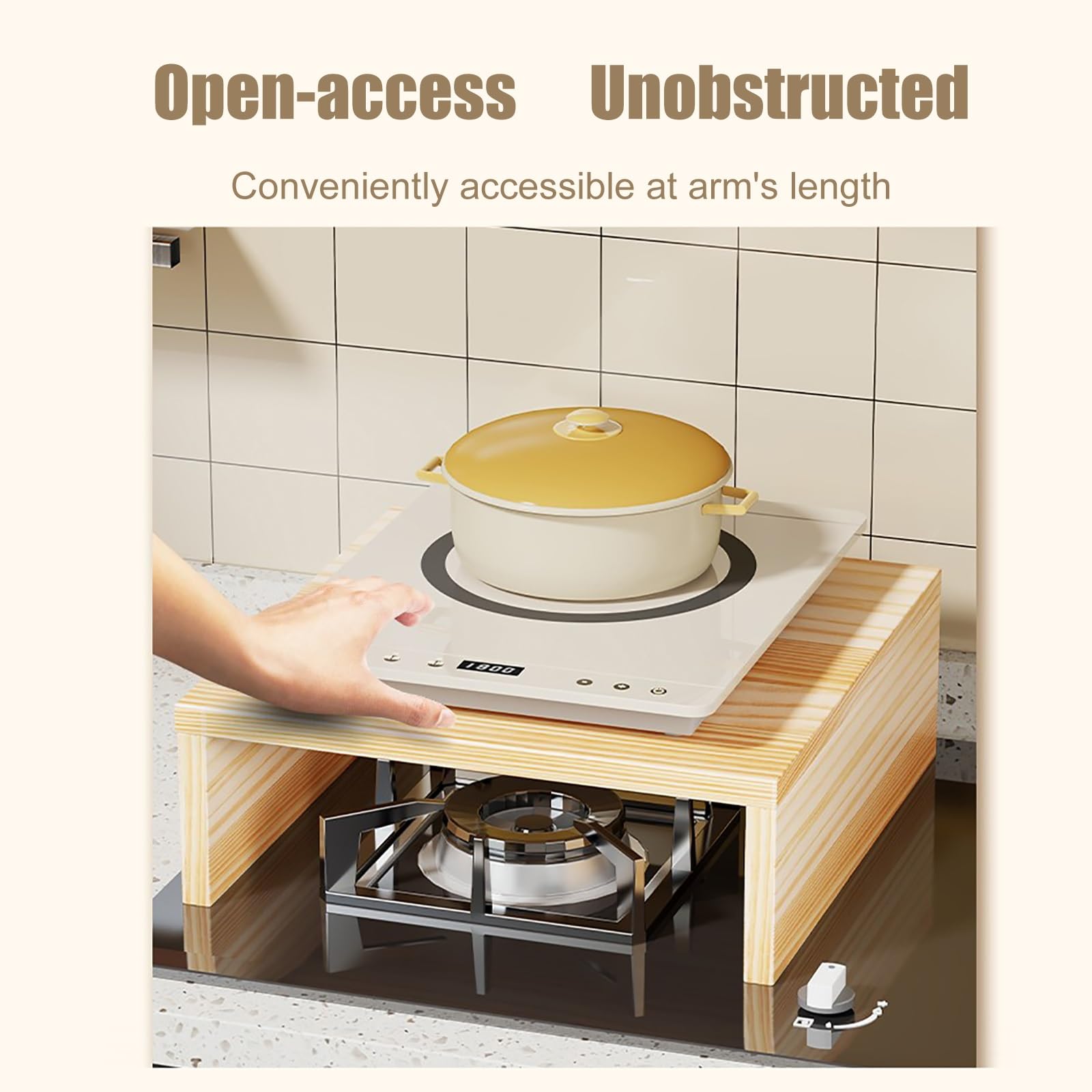 Pinewood, piastra di copertura per piano cottura a gas e griglia di stoccaggio per stufa elettrica, supporto per padella OpenStyle, per lavello RV (H 10 cm/3,9 pollici, 30 x 20 cm/11,8 x 7,9 pollici)