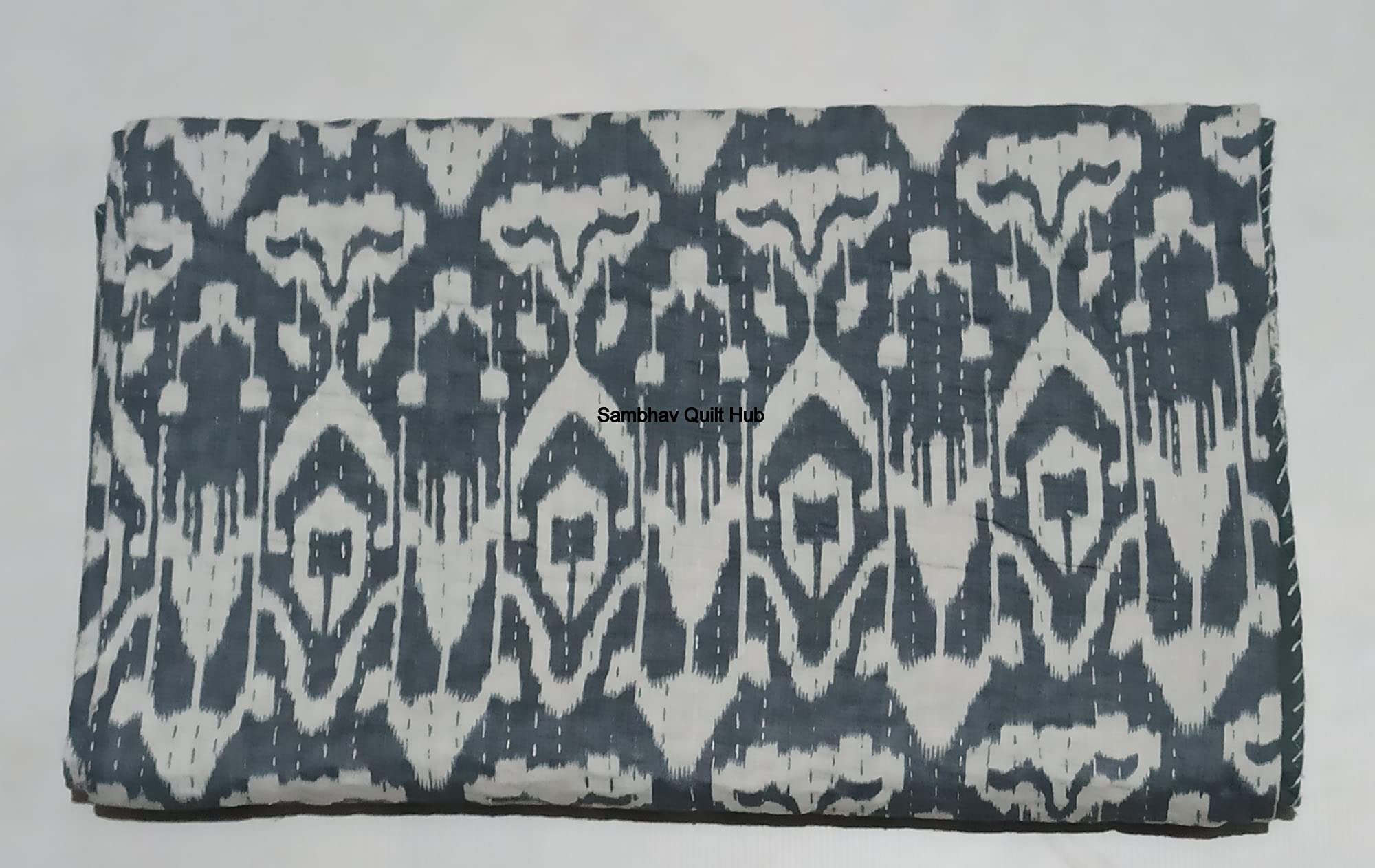 Ramo De Flores Patrón De Edredón Kantha Hecho A Mano Indio Pétalos King Size Floración De Algodón Ropa De Cama Reversible Colcha Hippy Funda De Cama Sábana De Cama Bohemia (Blue Patchwork