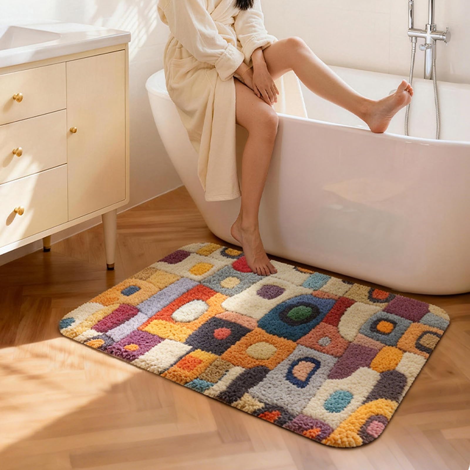 Badematte, rutschfeste, weiche Badematte, saugfähig, weicher, Dicker Badteppich für Badewanne, Duschboden, bunt, maschinenwaschbar(50x80cm(19.7x31.5inch))