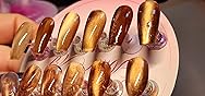 GAOY Brown Cat Eye Fall Gel Nail Polish Set with Magnet, 6 Colors Champagne Mocha Golden Brown Glitter Gel Holography, Long Lasting for Nail Art at Home & Salon Manicure 0.22 fl.oz