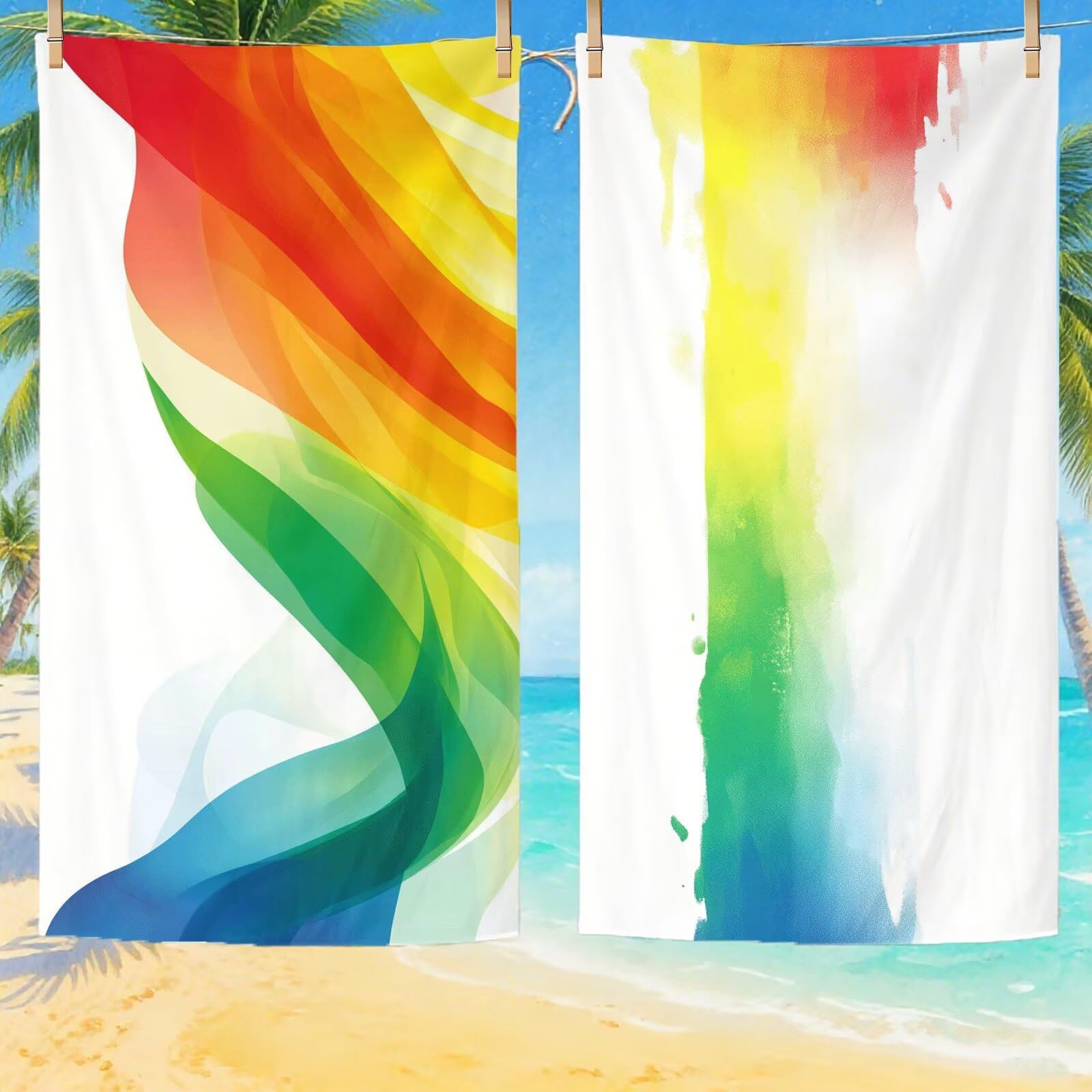 Serviette plage microfibre 80x180 pour le voyage le sport et le sauna en pack de 2