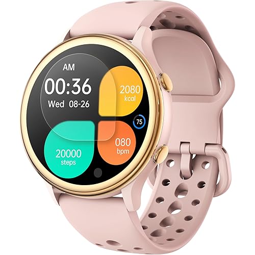 KEEPONFIT Smart Watches for Women, Fitness Tracker with Heart Rate & SpO2 Monitor, IP67 Waterproof Activity Tracker for Men & Women, Smart Watch for Android Phones and iPhone Compatible (Pink)