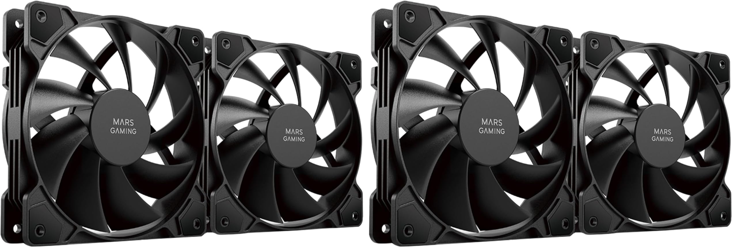 Mars Gaming MF-PWMX2 Noir, Kit 2 Ventilateurs 120mm, Ultra-silencieux FDB 12dB, Système Anti-vibration, Système PWM