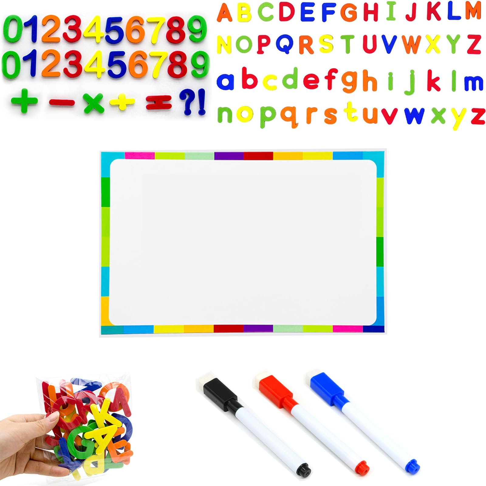 83-Piece Educational Set for Kids, Magnetic Letters, Fridge Magnets for Toddlers, Alphabet Magnets and Numbers for Children, Includes Magnetic Board and Markers, Perfect for Spelling