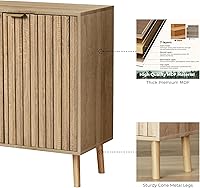 Vista 5 de Fluted Storage Cabinet, Free Standing Buffet, Wood Sideboard, Multifunctional Accent Storage for Living Room, Hallway, Entryway, Dining Room (1, Oak)