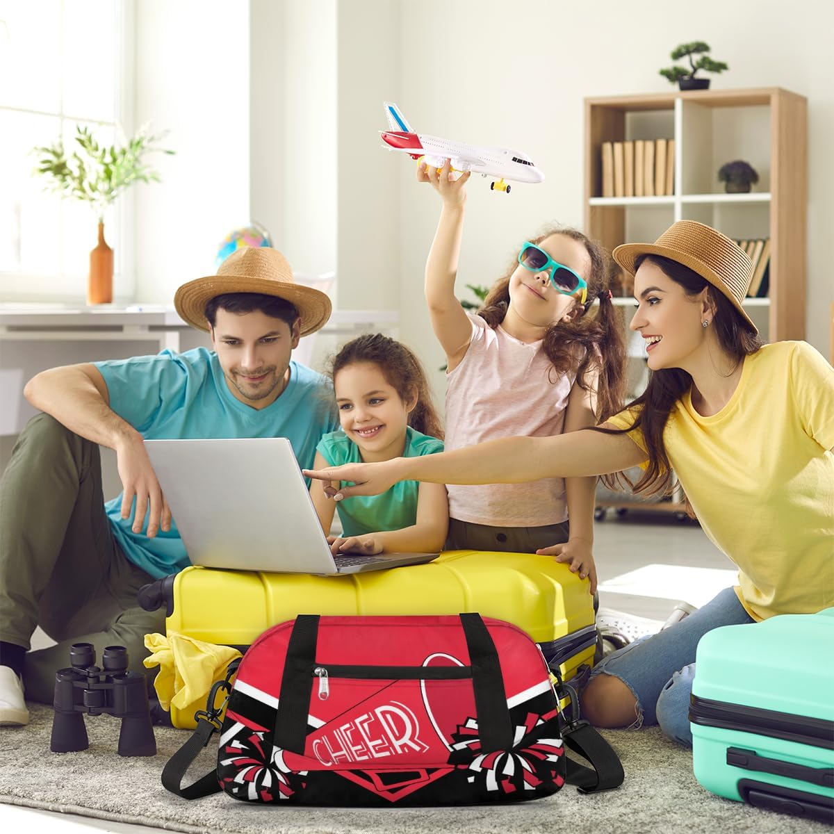 Cheerleader Overnight Duffel Bags for Girls Red Black Cheer Sport Gym Bag Duffel Bag for Travel Weekender Practice Gymnastics Ballet School Gym Sleepover Bag - Image 7