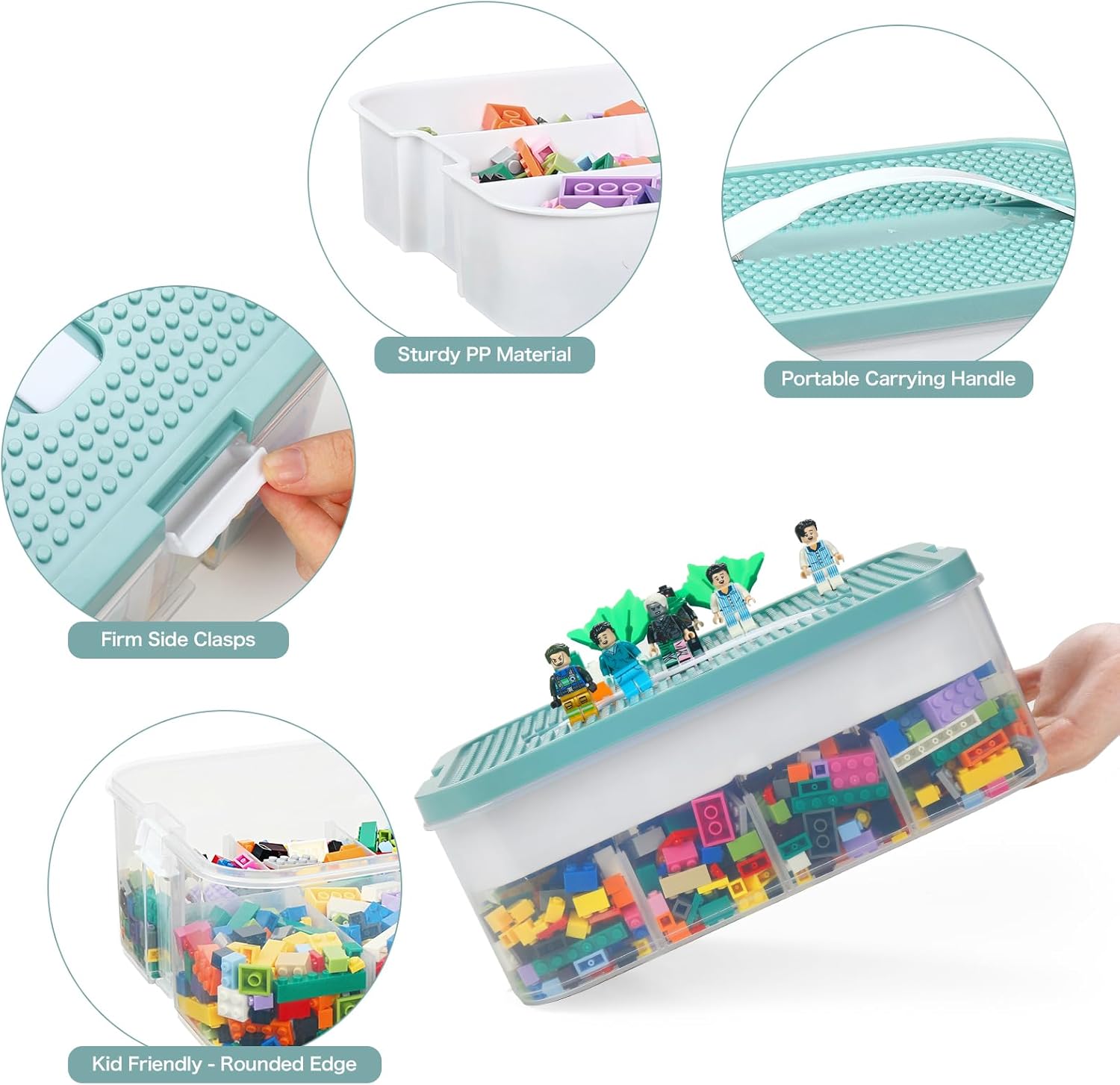 Douorgan Toy Storage Organizer for Lego Stackable Organizer Bins with Compartments Portable Containers with Lids Building Blocks Miniature Organizer Storage Box Toy Chest Case (3 Layers)