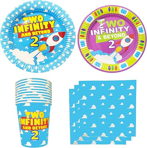 Miniatura 3 de Dos platos Infinity Beyond, tazas y servilletas de dibujos animados, suministros para fiesta de cumpleaños de 2 cumpleaños, dos decoraciones de